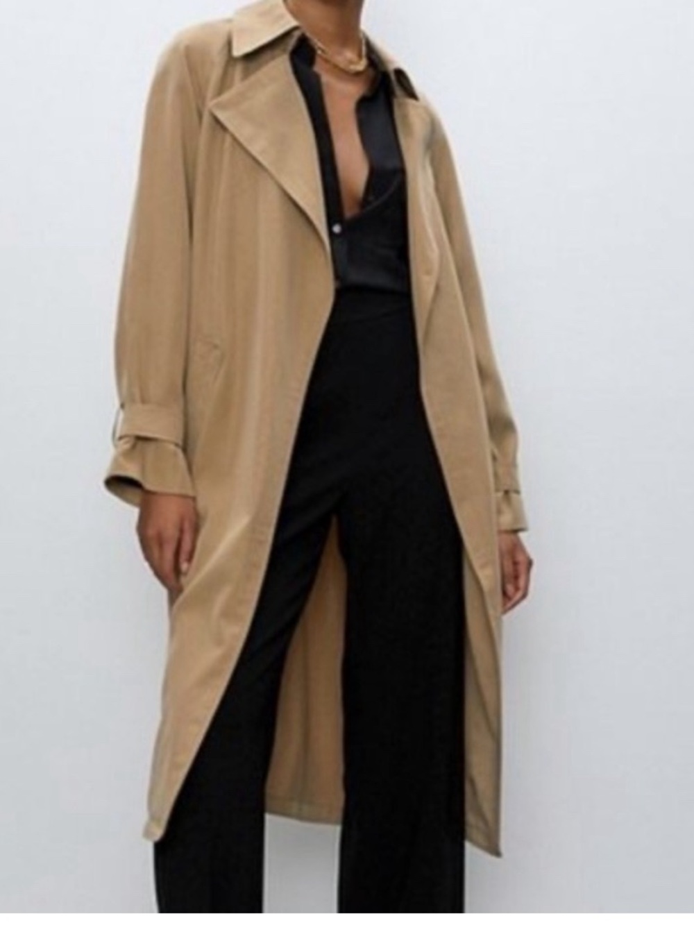 Iconic flowy Babaton Beige Draped Trench Coat